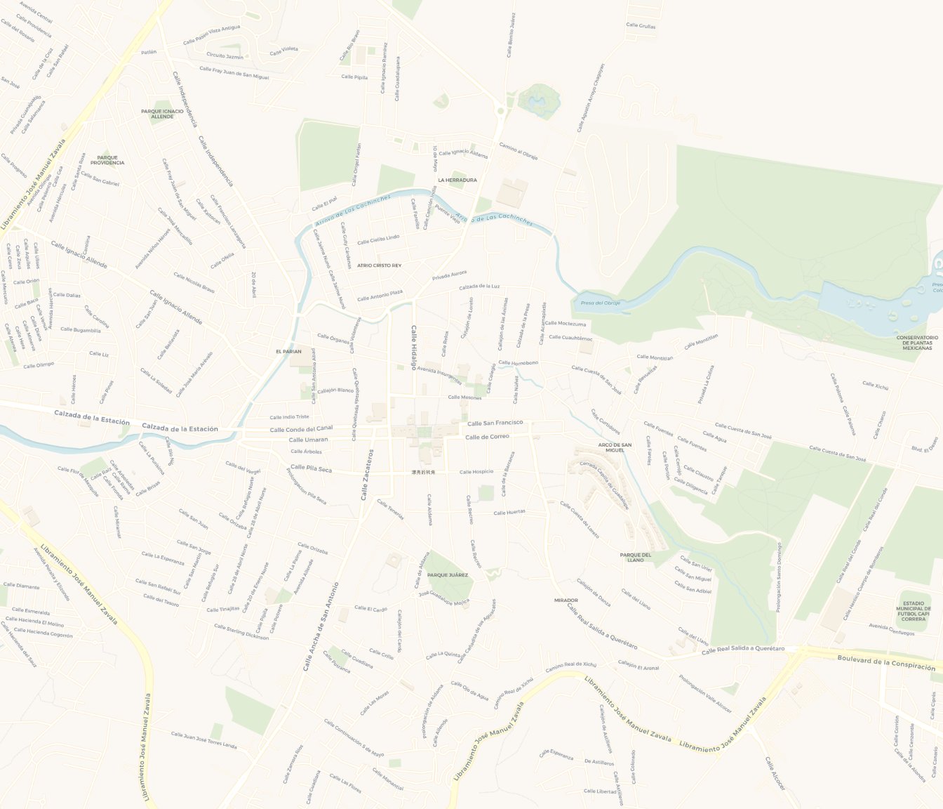 Mapa del centro de San Miguel de Allende